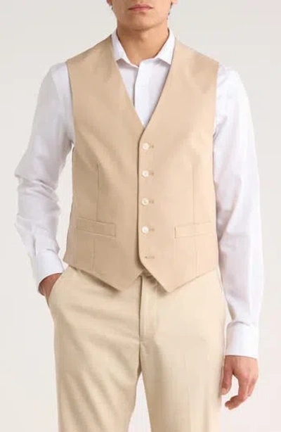 Tommy Hilfiger Stretch Cotton Tuxedo Vest In Brown
