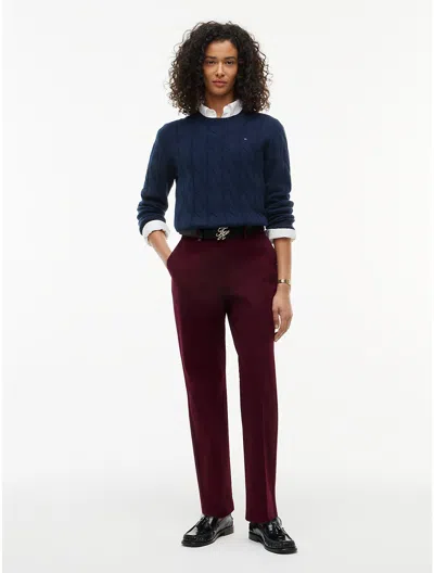 Tommy Hilfiger Stretch Gabardine Slim Straight Pant In Burgundy