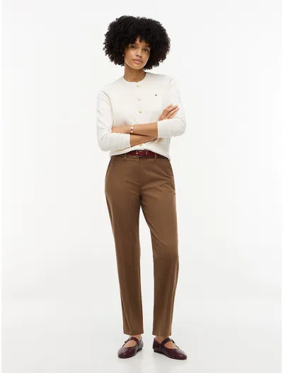 Tommy Hilfiger Stretch Gabardine Slim Straight Pant In Brown