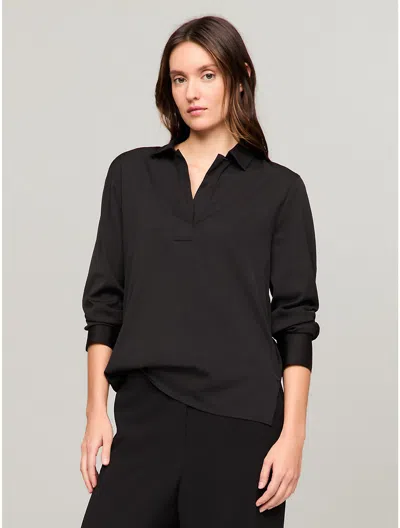 Tommy Hilfiger Stretch Relaxed Fit Pullover Shirt In Black