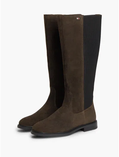 Tommy Hilfiger Stretch Suede Boot In Black