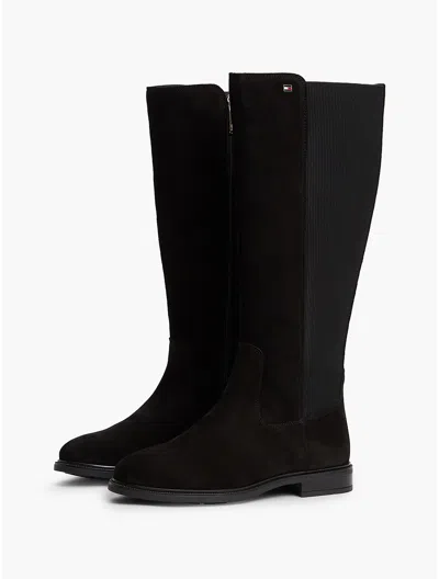 Tommy Hilfiger Stretch Suede Boot In Black