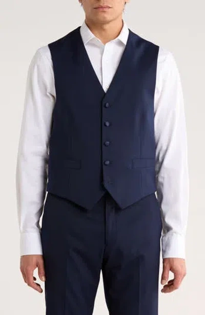 Tommy Hilfiger Stretch Wool Blend Tuxedo Vest In Blue