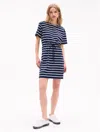 Tommy Hilfiger Stripe Belted Gold Button T In Navy