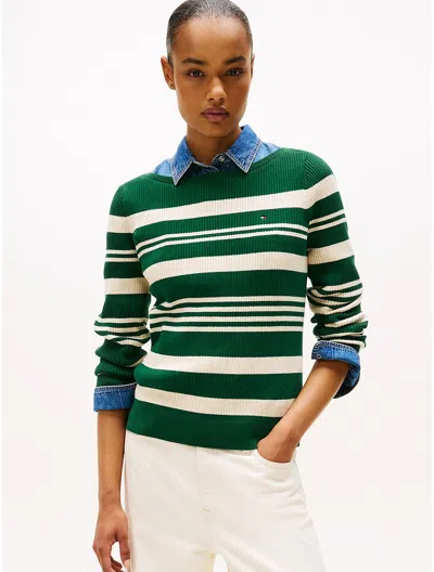Tommy Hilfiger Stripe Boatneck Rib In Green