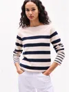 Tommy Hilfiger Stripe Boatneck Sweater In Beige Heather