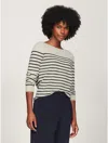 Tommy Hilfiger Stripe Boatneck Sweater In Beige Heather Multi