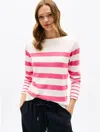 Tommy Hilfiger Stripe Boatneck Sweater In Fandango Pink Multi