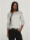 Tommy Hilfiger Stripe Boatneck Sweater In Grey Heather Multi