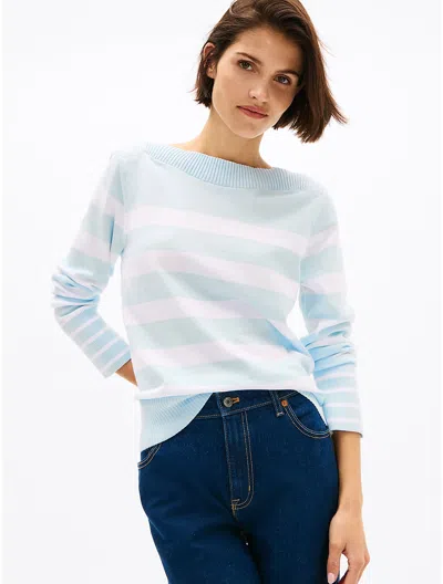 Tommy Hilfiger Stripe Boatneck Sweater In Keepsake Blue Multi