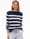 Tommy Hilfiger Stripe Boatneck Sweater In Navy