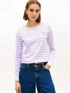 Tommy Hilfiger Stripe Boatneck Sweater In Purple