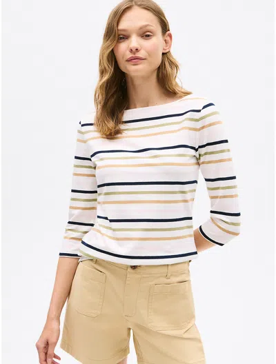 Tommy Hilfiger Stripe Boatneck T In Ecru Multi