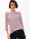 Tommy Hilfiger Stripe Boatneck T In Primary Red Multi