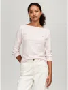 Tommy Hilfiger Stripe Boatneck Top In Light Pink Multi