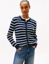 Tommy Hilfiger Stripe Cable Knit Cardigan In Blue