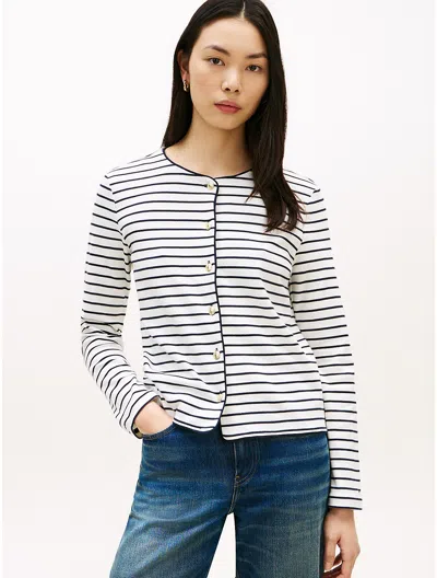 Tommy Hilfiger Stripe Cotton Interlock Cardigan T