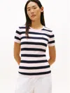 Tommy Hilfiger Stripe Crewneck T In White