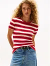 Tommy Hilfiger Stripe Crewneck T In Multi