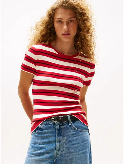 Tommy Hilfiger Stripe Crewneck T In Multi