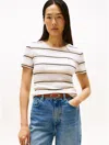 Tommy Hilfiger Stripe Crewneck T In White