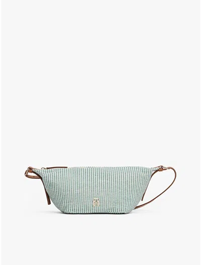 Tommy Hilfiger Stripe Crossbody Sling Bag In Charming Green Stripe