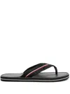 Tommy Hilfiger Stripe-detail Flip Flops In Black