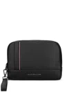 Tommy Hilfiger Stripe-detail Panelled Wash Bag In Black