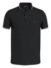 Tommy Hilfiger Polo Avec Bande Tricolore Sur Bordures In Black