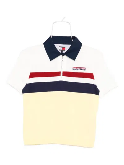 Tommy Hilfiger Stripe-detail Polo Top In Yellow