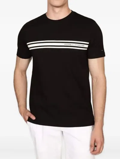 Tommy Hilfiger Stripe-detail T-shirt In Black