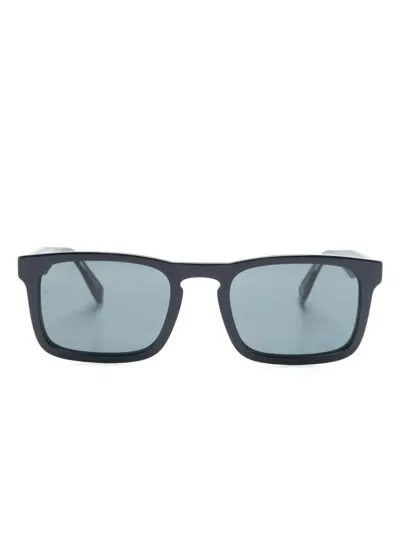 Tommy Hilfiger Stripe-detailing Rectangle-frame Sunglasses In Blue