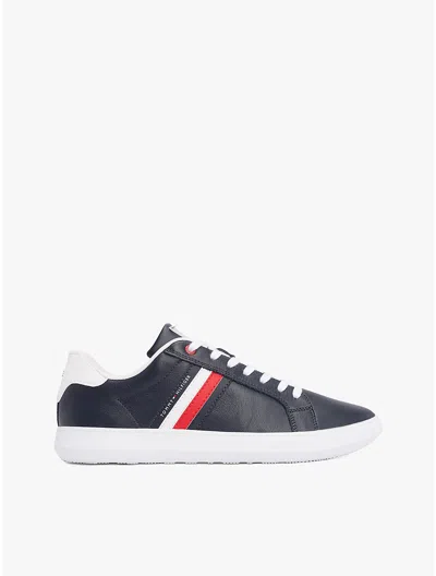 Tommy Hilfiger Stripe Leather Cupsole Sneaker In Navy