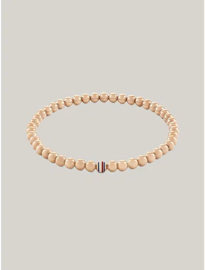 Tommy Hilfiger Stripe Metal Bead Bracelet In Carnation Gold