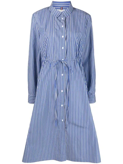 Tommy Hilfiger Stripe Mid-length Shirt Dress In Blau