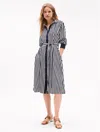 Tommy Hilfiger Stripe Midi Shirtdress In Navy