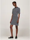 Tommy Hilfiger Stripe Mockneck Short In Breton Navy/ Ecru