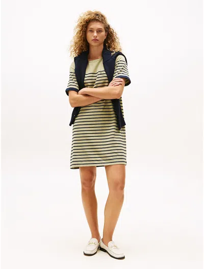 Tommy Hilfiger Stripe Pocket T In Green