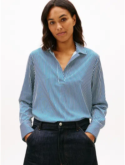 Tommy Hilfiger Stripe Pullover Shirt In Blue