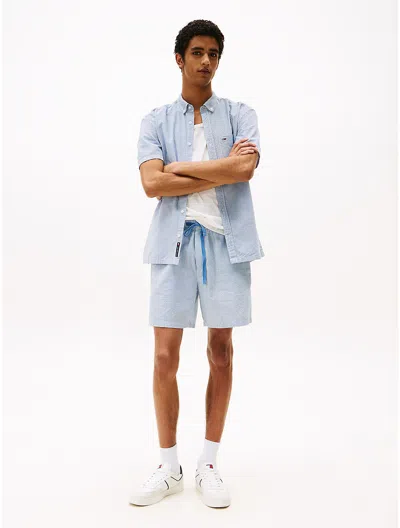 Tommy Hilfiger Stripe Seersucker Beach Short In Colorado Blue