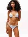 Tommy Hilfiger Stripe Seersucker Triangle Bikini Top In Seersucker Brisk Blue / White
