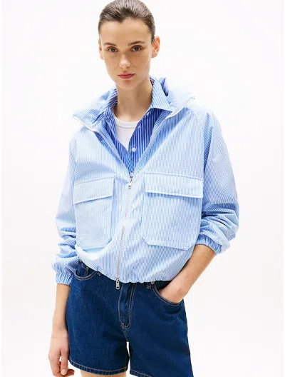 Tommy Hilfiger Stripe Seersucker Windbreaker In Classic Ithaca / Breezy Blue