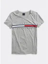 Tommy Hilfiger Flag Stripe Logo T In Grey Heather