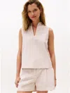 Tommy Hilfiger Stripe Sleeveless Seersucker Top In Neutral