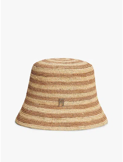 Tommy Hilfiger Stripe Straw Crochet Bucket Hat