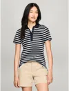 Tommy Hilfiger 1985 Regular Pique Stripe Womens Polo In Navy Multi