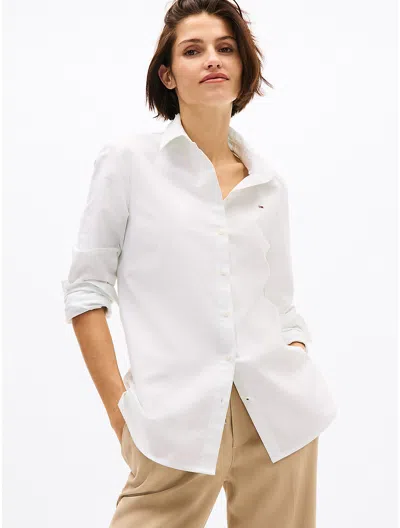 Tommy Hilfiger Stripe Stretch Oxford Regular Fit Shirt In Minty Essence / Optic White