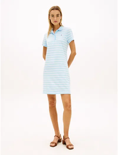 Tommy Hilfiger Stripe Stretch Pique Polo Dress In Blue