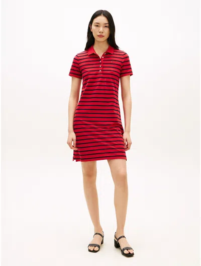 Tommy Hilfiger Stripe Stretch Pique Polo Dress In Multi