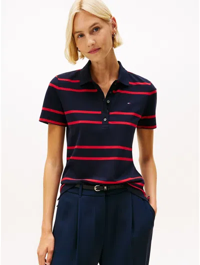 Tommy Hilfiger Stripe Stretch Pique Polo In Multi